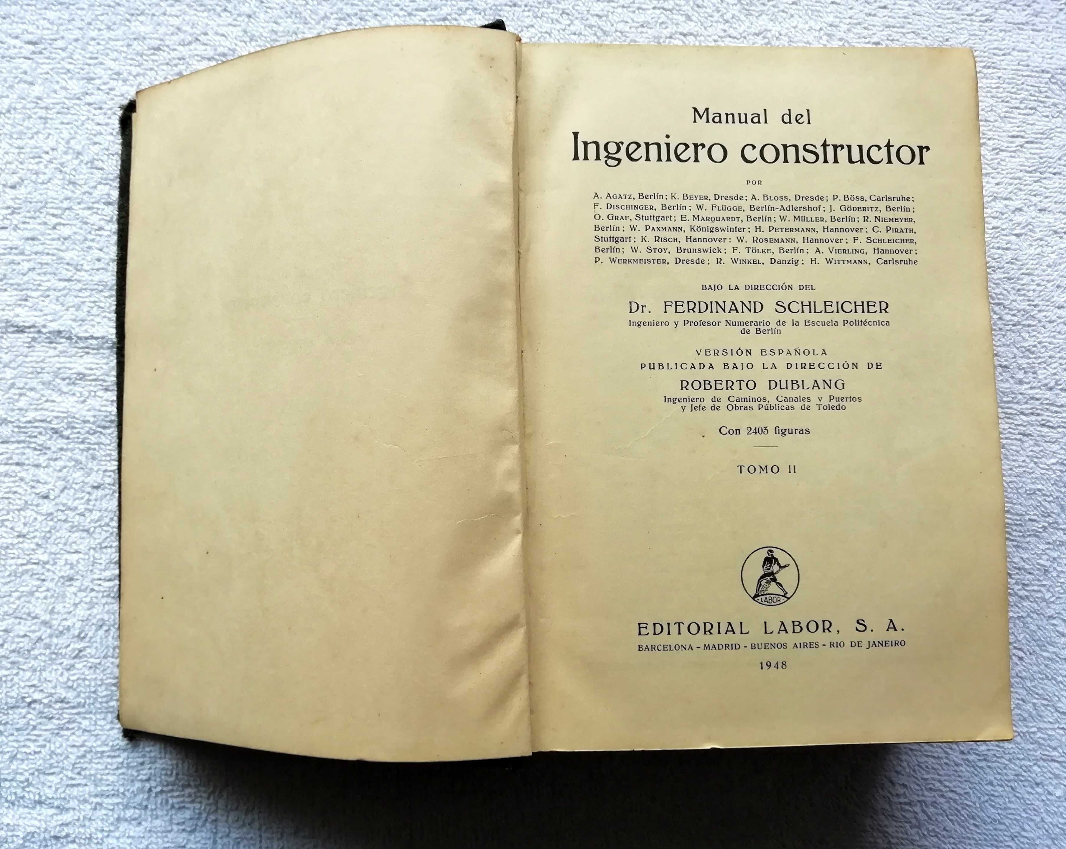 Livro Manual Del Ingeniero Constructor Vol II, 1948