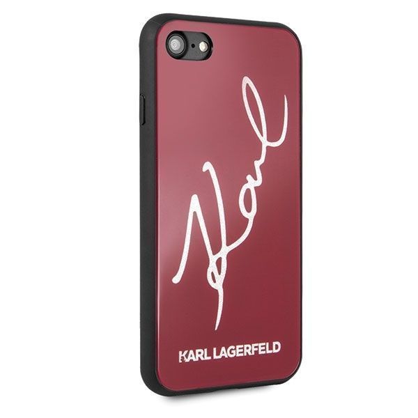 Etui Karl Lagerfeld do iPhone 7/8 - Czerwony Hard Case z Brokatem