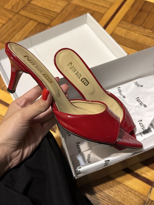 Підбори, каблук 6 см, лакові, розмір 40, червоний глубокий колір