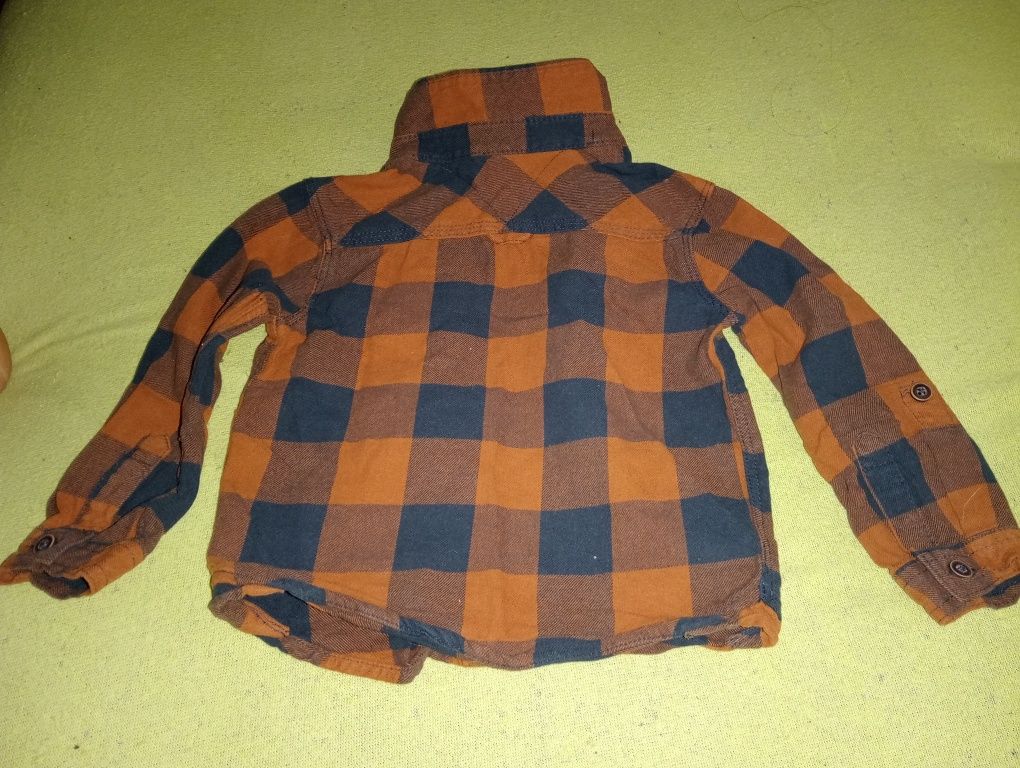 Koszula George kołnierzyk elegancki z dł. rękaw brąz w granat kratę, r