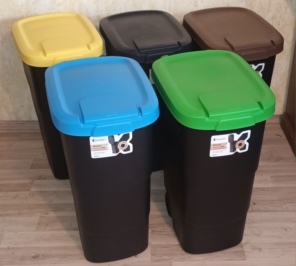 Kosz na smieci odpady 90L 90 litrow plastik szklo papier bio czarny