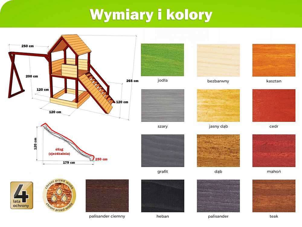 Plac zabaw domek dla dzieci huśtawka zjeżdżalnia z montażem producent