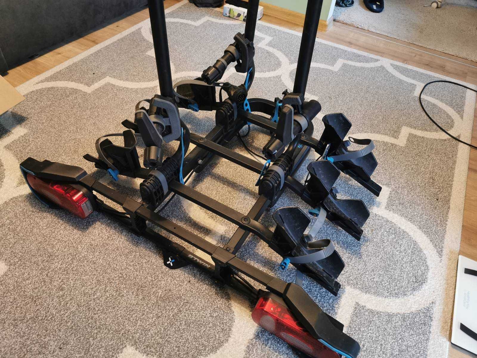 Bagażnik rowerowy na hak, uchylany 3 rowery, BTWIN 13 pin zamek