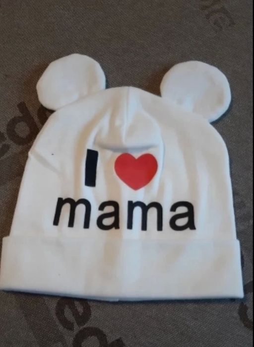 Nowa czapeczka dziecięca biała rozmiar 6 do 18 miesięcy I love mama