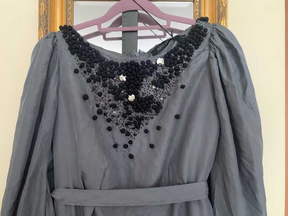 Śliczna sukienka Hans Ubbink  100% jedwab silk ozdobne kuleczki