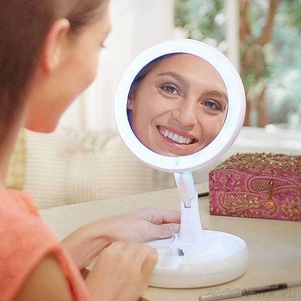 Складное зеркало для макияжа с Led подсветкой