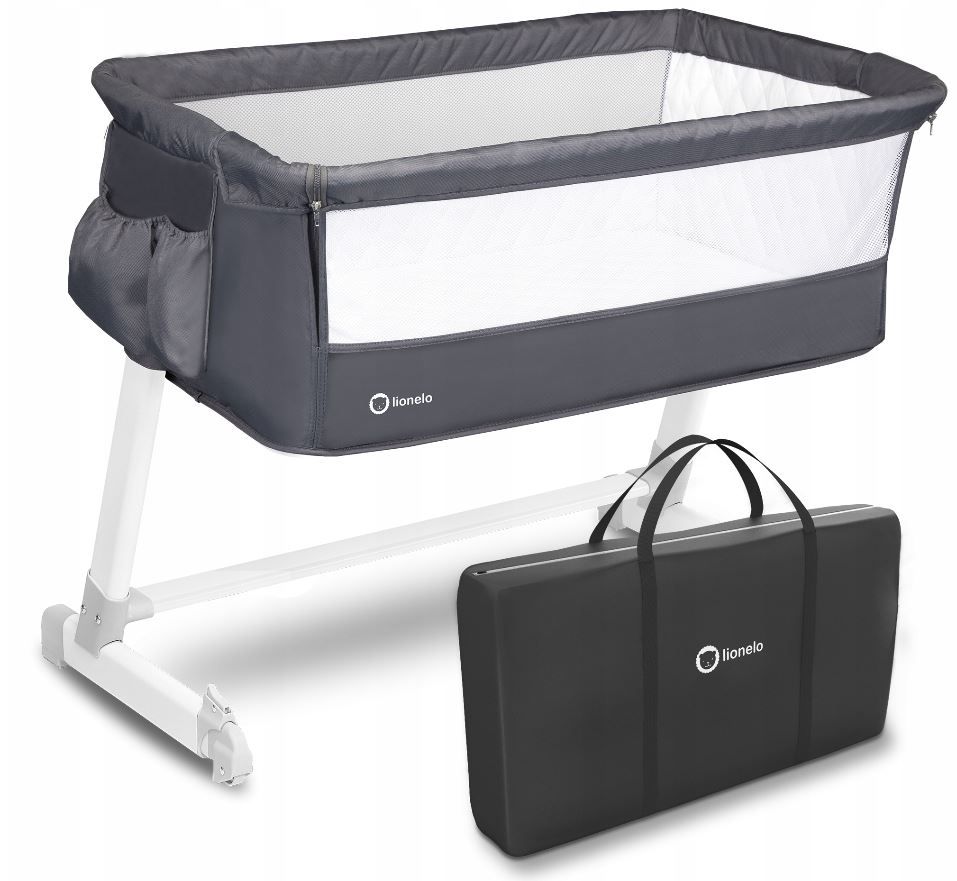 lionelo theo 2w1 łóżeczko dostawne wolnostojące dark grey