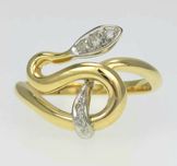 Retro pierścionek wąż 2.6 g złoto 14k diamenty R14