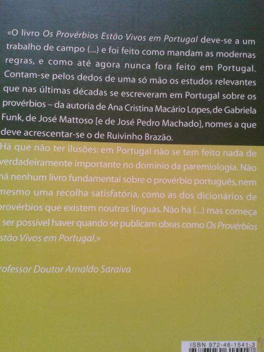 Os Provérbios Estão Vivos em Portugal - José Ruivinho Brazão