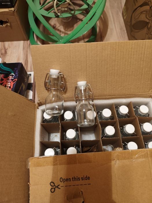 Mini butelki szklane o pojemności 60 ml, z zamknięciem pałąkowym 26st.