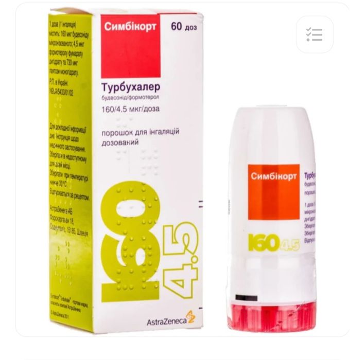 Інгалятор від астми симбікор 160