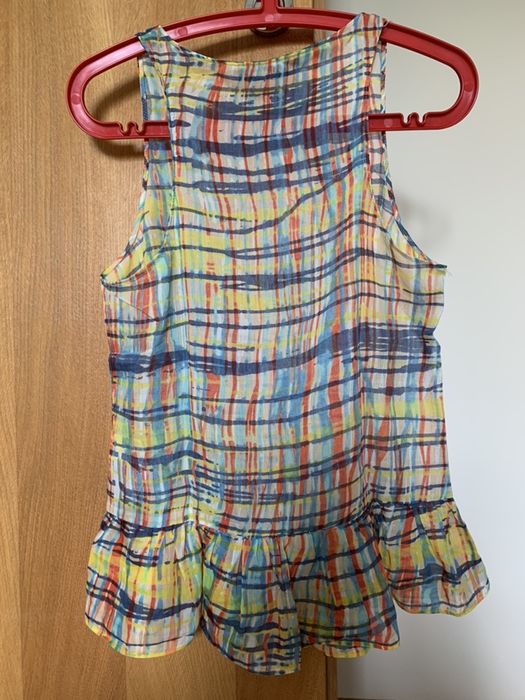 NOWA bluzka ZARA z baskinką, rozm. M, 36/38, jedwab, w kratkę