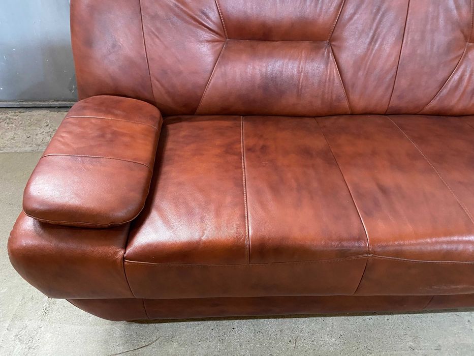 Шкіряний розкладний 3-місний диван з натуральноі шкіри