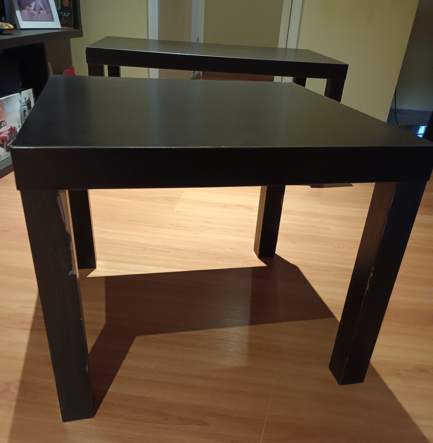 Conjunto de 2 mesas de centro Lack preto-marron 90×55cm e  55×55cm