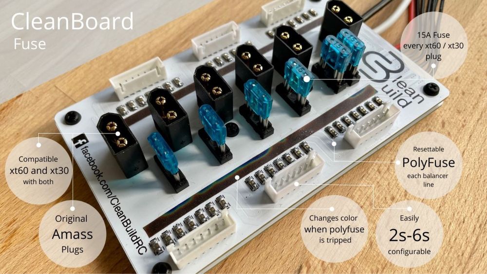 Cleanboard Fuse - płytka ladowania rownoleglego lipo. charger rc lipo