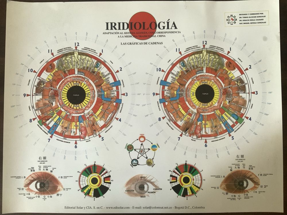 5 x Poster cartazes acunpressão massagem iridiologia reflexologia kundalini chackras etc