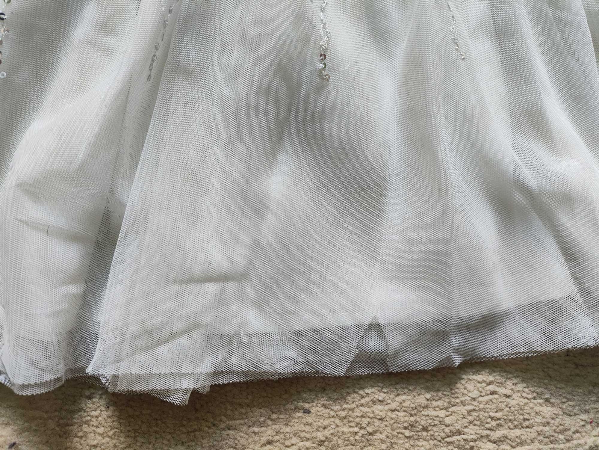 Sukienka dziecięca, letnia, biała, z tiulem, 110