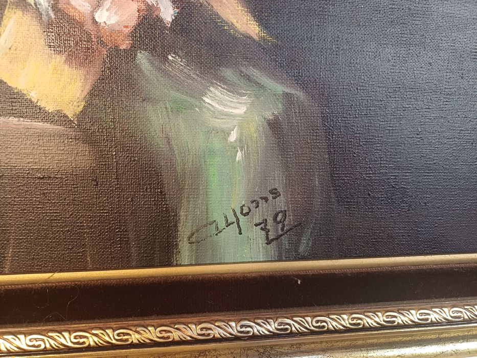 Stary obraz na płótnie sygnowany  .