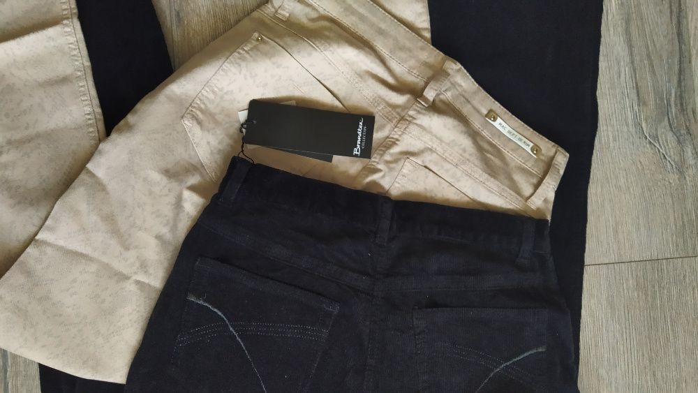 Brandtex,чёрные брюки микровельвет 36/XS и MAC,Skinny,бежевые джинсы