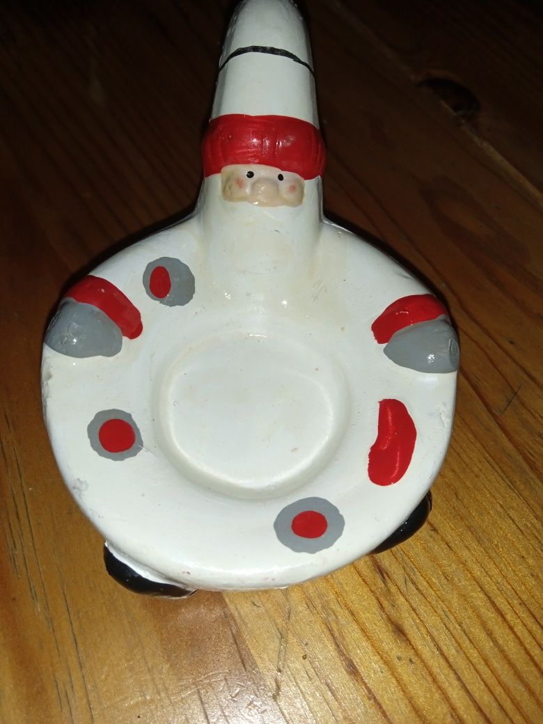 Tea light / porta velas pai natal cerâmica rústico envlhecido