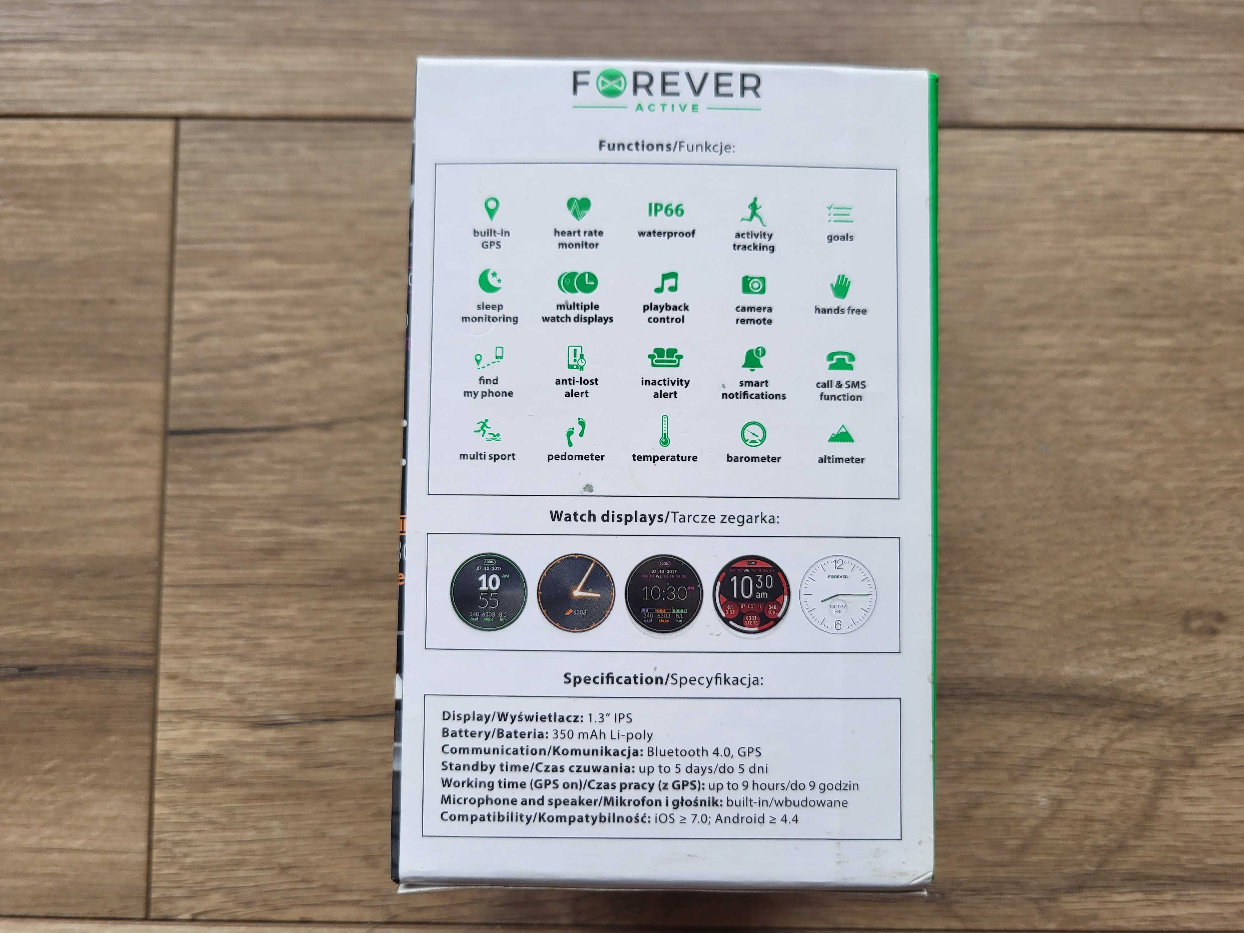 Smart Watch FOREVER SW-500 GPS - czarny - z ładowarką
