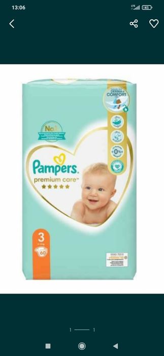 Pampers premium care 3 zestaw 120 szt Nowe