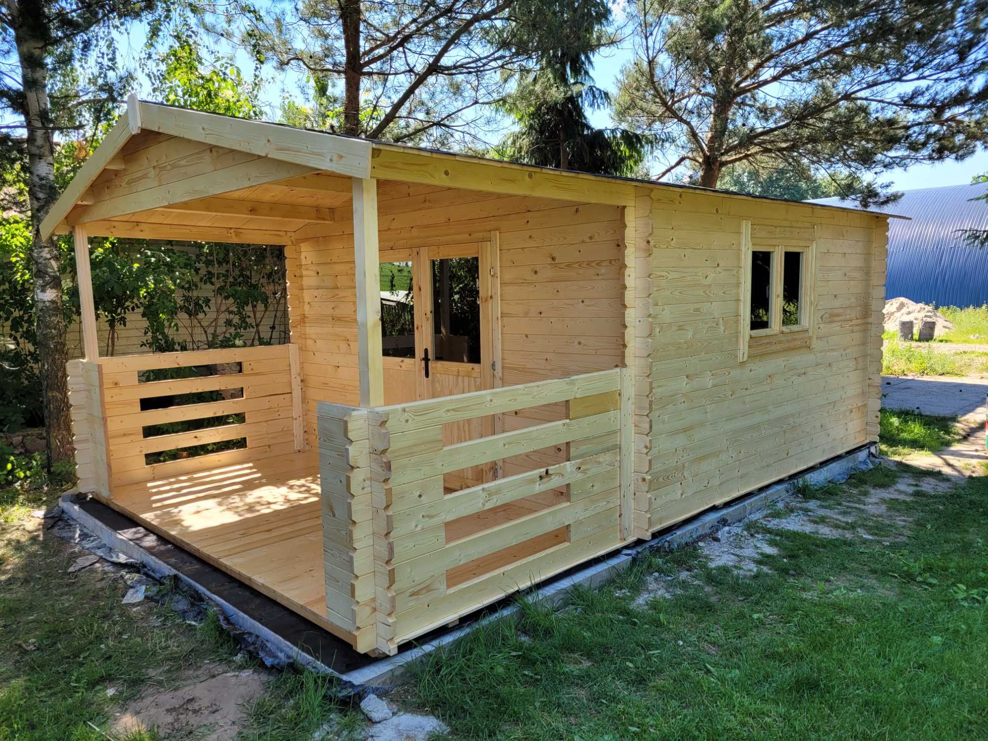 ogrodowy LETNISKOWY domek drewniany z TARASEM *6m x 4m *24 m2 balik 34