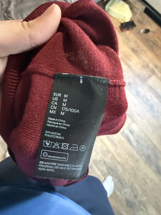 Свитер шерстяной М H&M бордовый трикотажный вязаный old money luxury