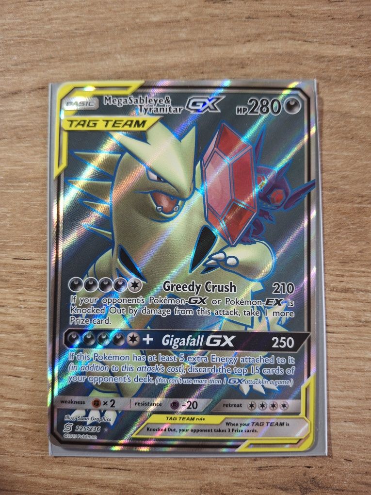 Karta Pokèmon Mega Sableyr & Tyranitar GX 225/236 - full art TAG TEAM