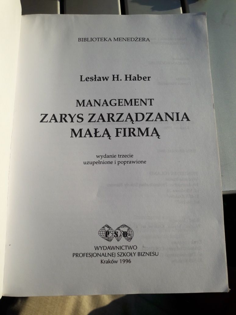 Management Zarys zarządzania małą firmą Lesław Haber