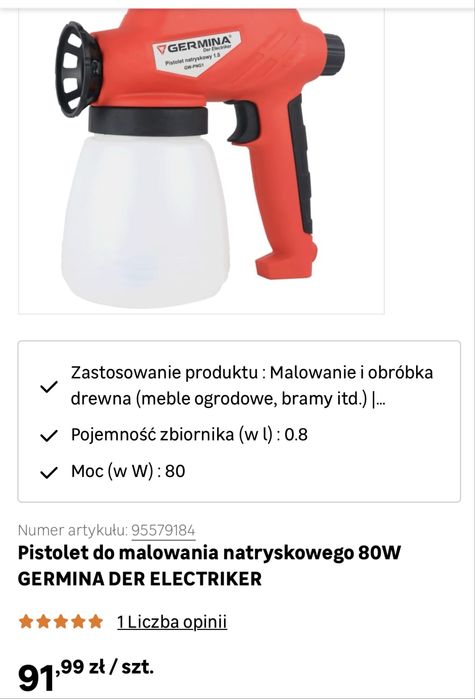 Pistolet do malowania natryskowego 80W GERMINA GW-PNG1. Lombard Łódź.