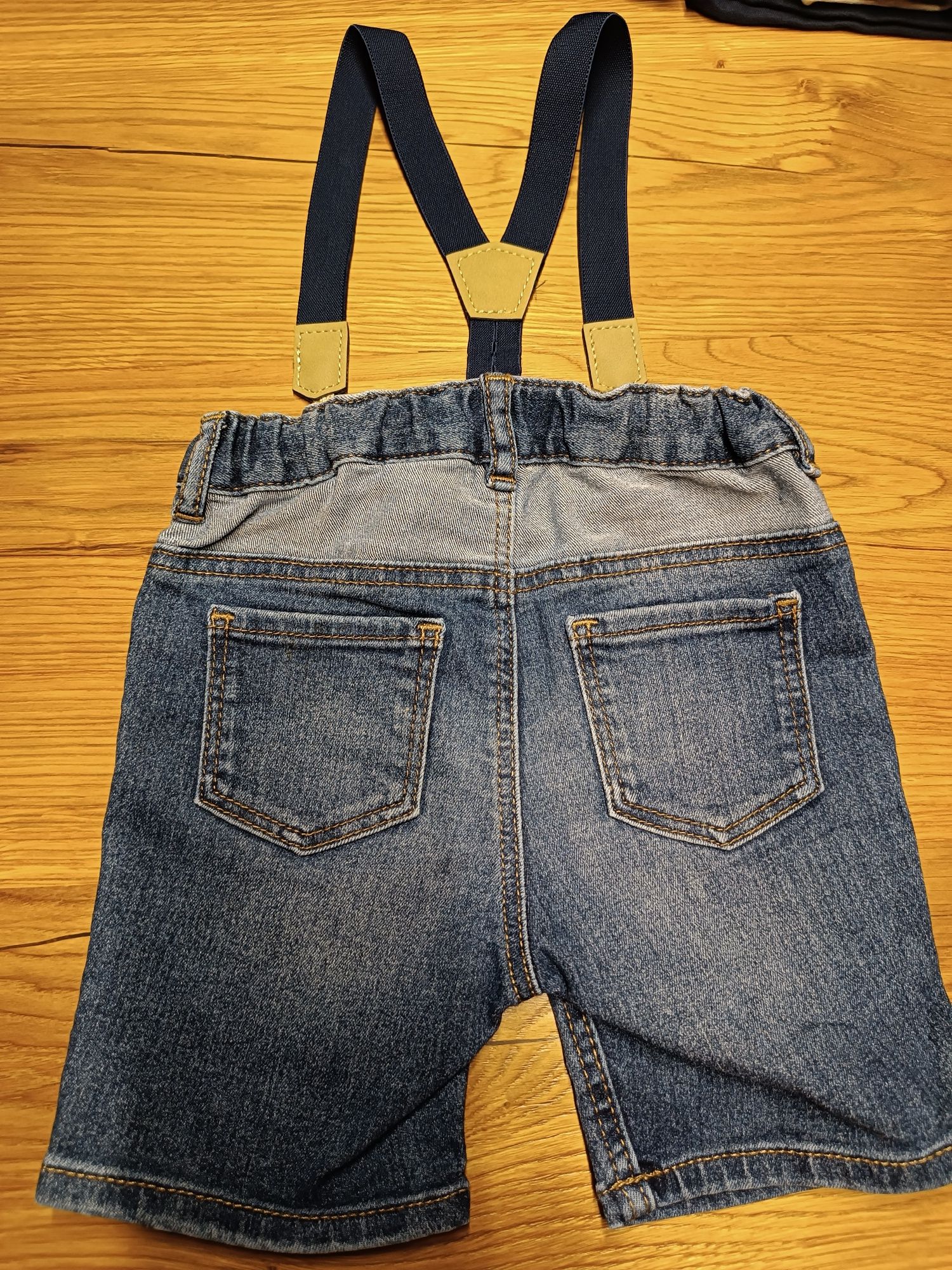 Spodenki jeansowe h&m 80-86 z szelkami