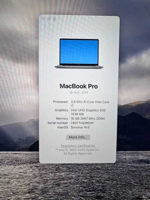 MacBook Pro 16 2019, клавиатура с кириллицей, i7, 16GB RAM, 512GB SSD