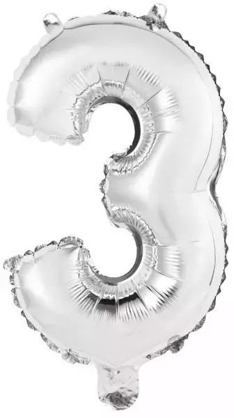 Balon foliowy mini cyfra 3 srebrna 25x40cm. Amscan. Nowy Produkt