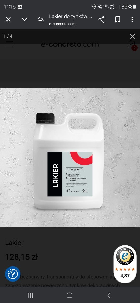 Lakier bezbarwny 2l e-concreto