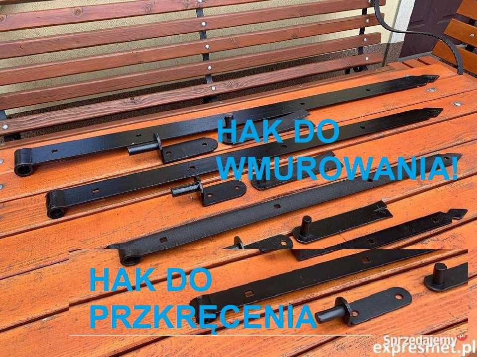 Zawias pasowy kuty garazowy bramy 500 mm + hak ZASUWA RYGIEL DO DRZWI