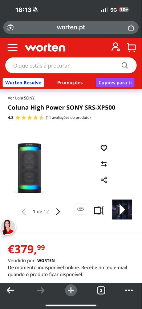 Coluna High Power SONY SRS-XP500