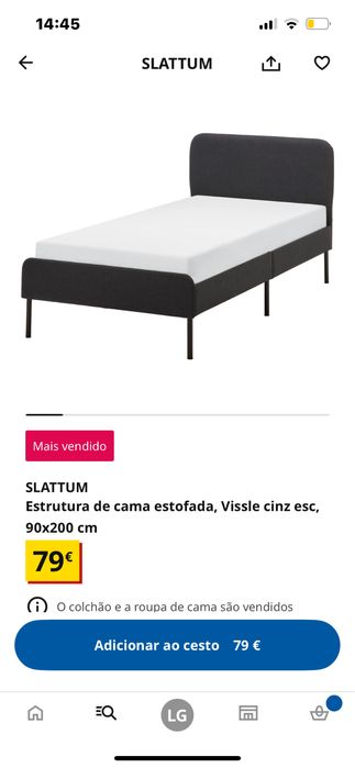 Cama solteiro 90 X 200