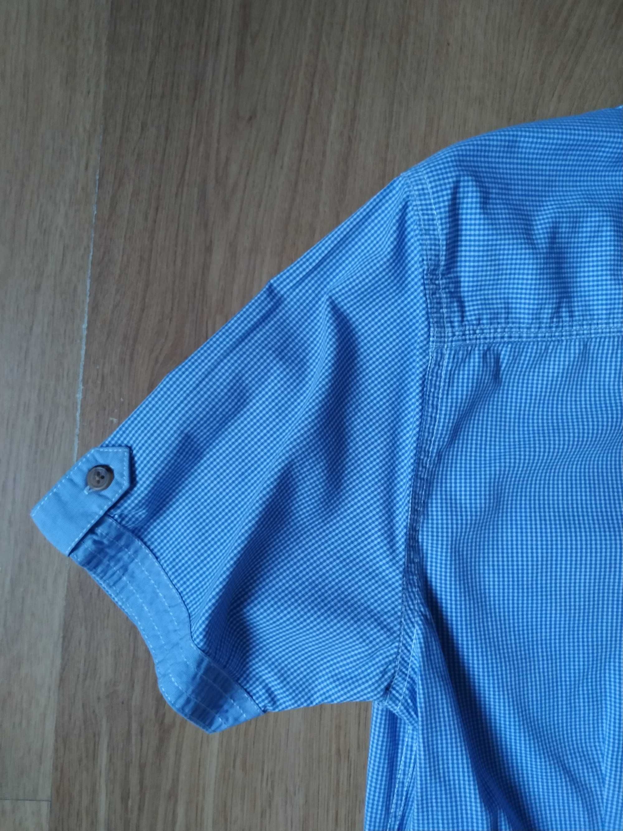 Niebieska Koszula Krótki Rękaw Potówka Męska CARRY Size M 100% Bawełna