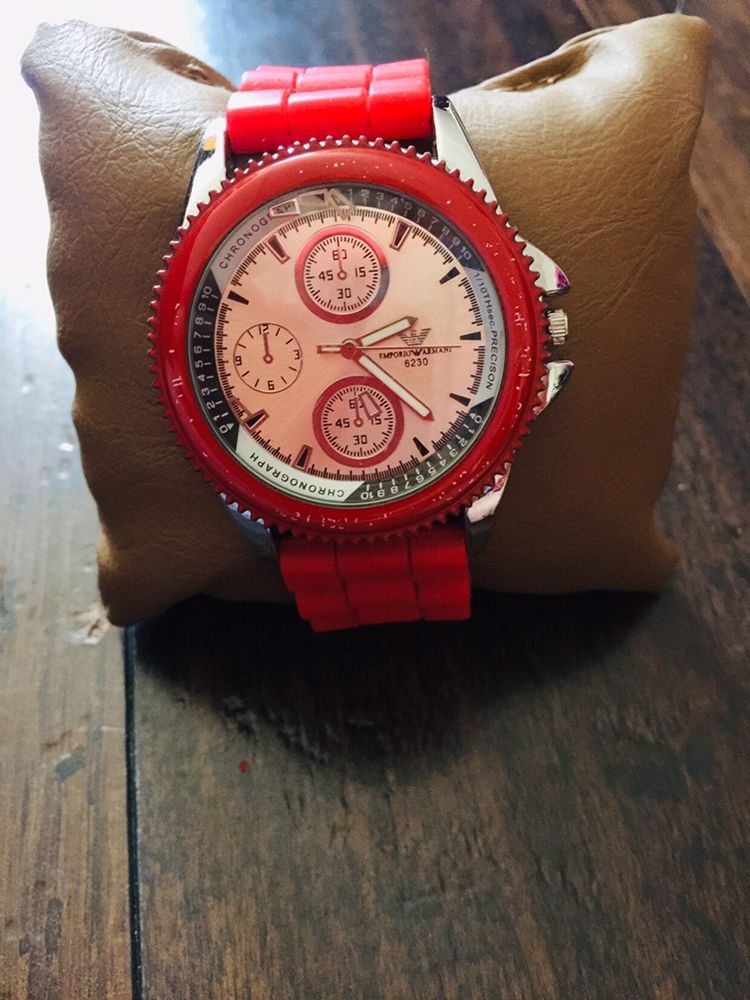 Часы s-sport Armani красный ремешок