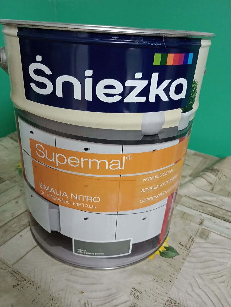 Emalia do drewna i metalu Śnieżka Supermal nitro 10l szara