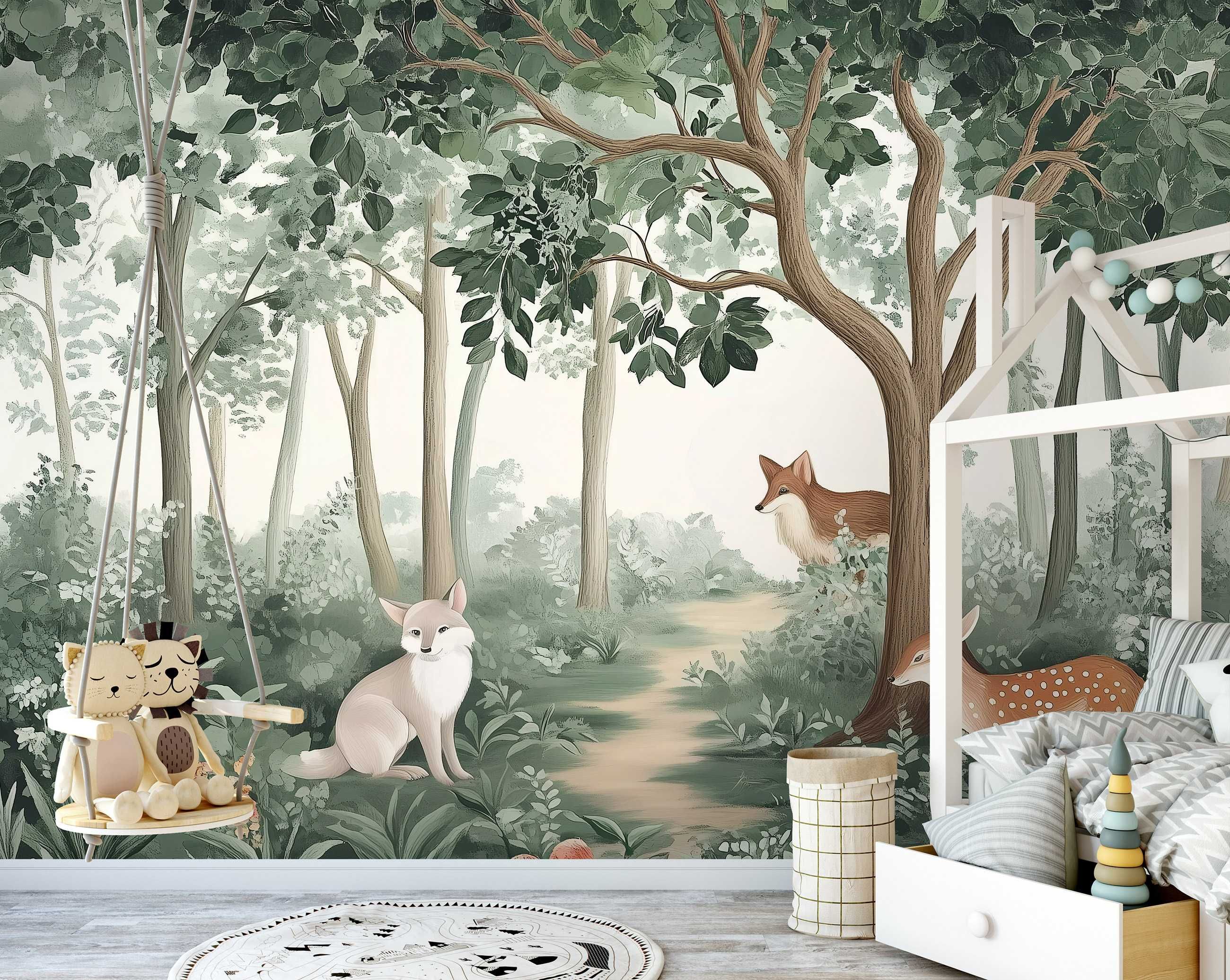Fototapeta Dla Dzieci Las Zwierzątka Zieleń Sarenka Natura 3D + KLEJ