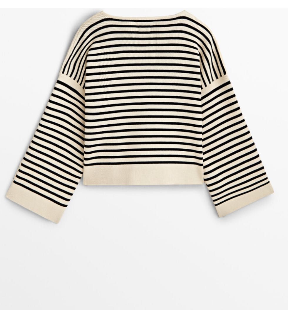Sweter Massimo Dutti  paski z ozdobnymi guzikami