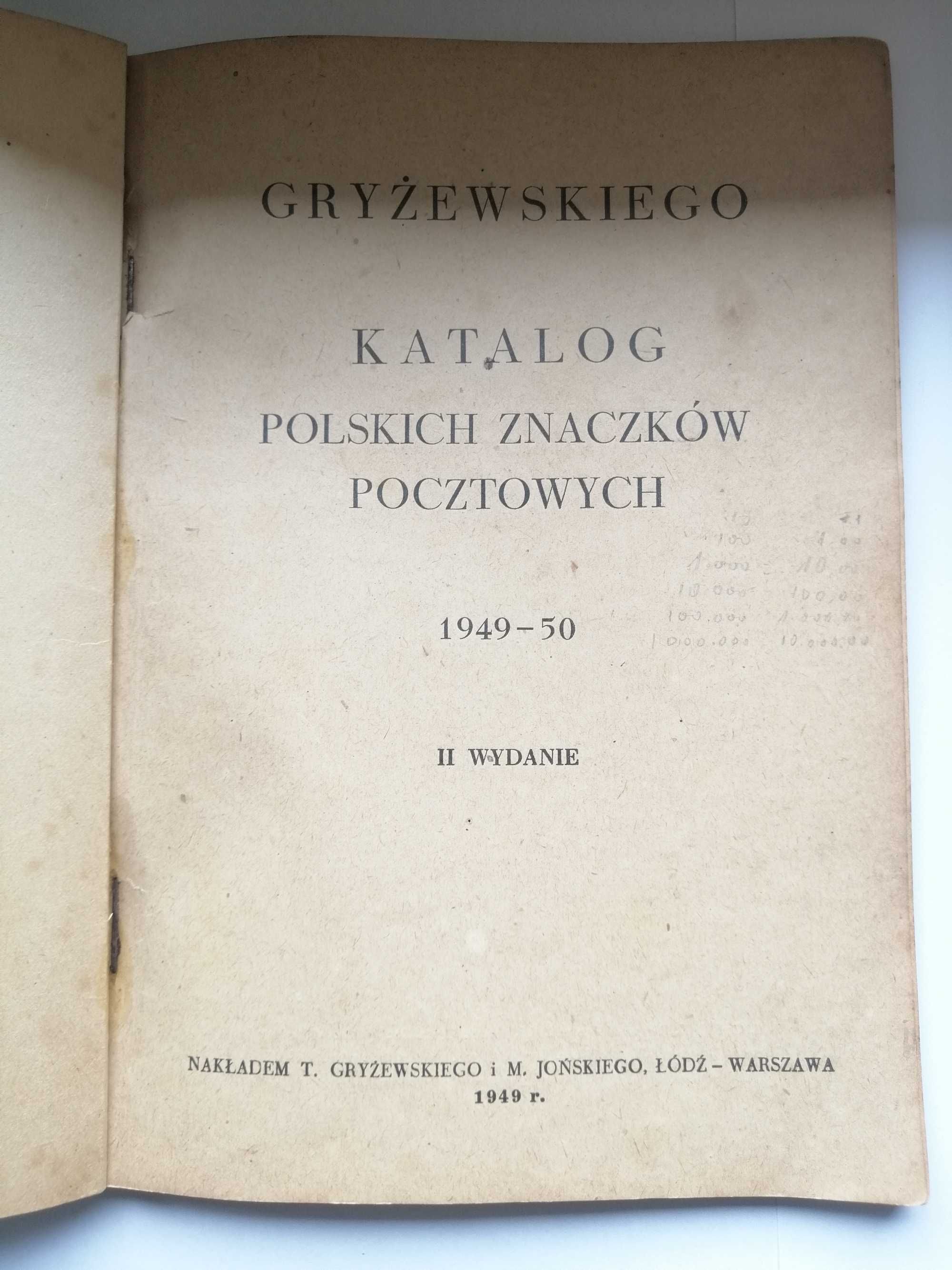 Katalog Polskich Znaczków Pocztowych 1949/50 T. Gryżewski