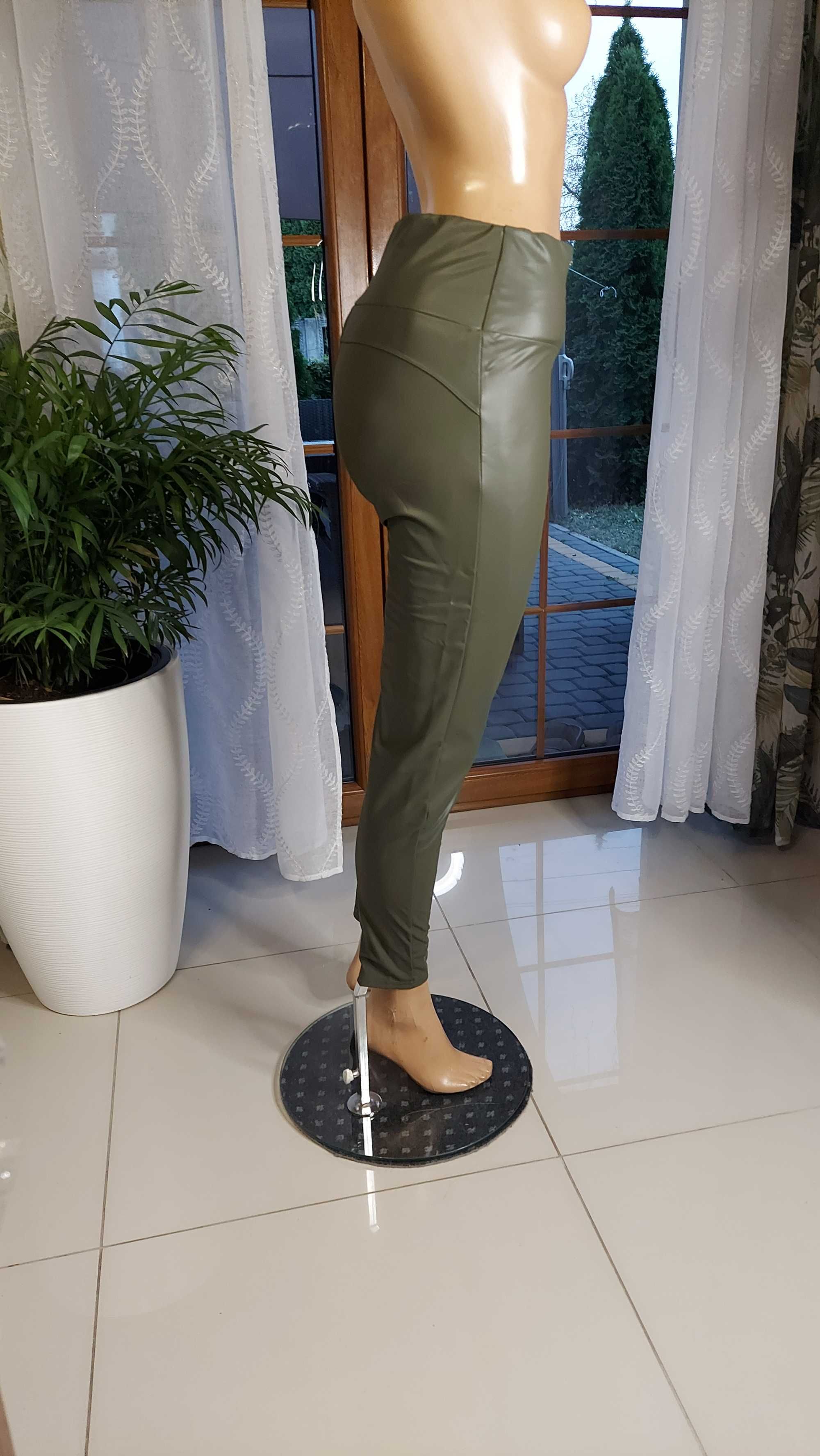 LEGGINSY skórzane, modelujące, WYSOKI STAN, matowe, 5XL/6XL