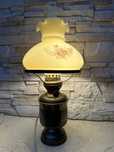 Stara lampa naftowa przerobiona na elektryczną porcelana mosiadz