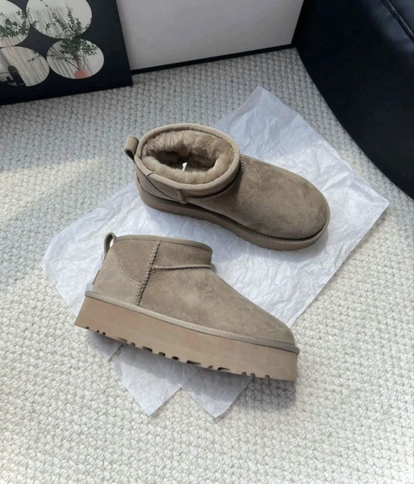 UGG 2024 mini ЛЮКС НАТУРАЛЬНІ коричневі/чорні/оливка