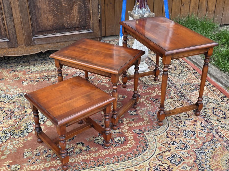 Stoliki 3 szt trojak drewniane wiśniowe #1724 Stylowy Węgrów