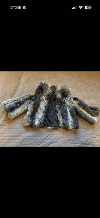 Krótkie szare futerko z rękawem 3/4