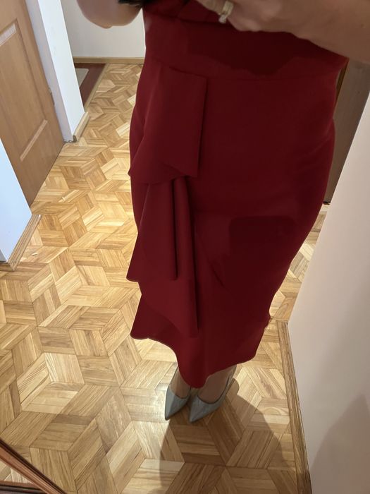Elegancka Sukienka wesele poprawiny sylwester XS/34 falbany